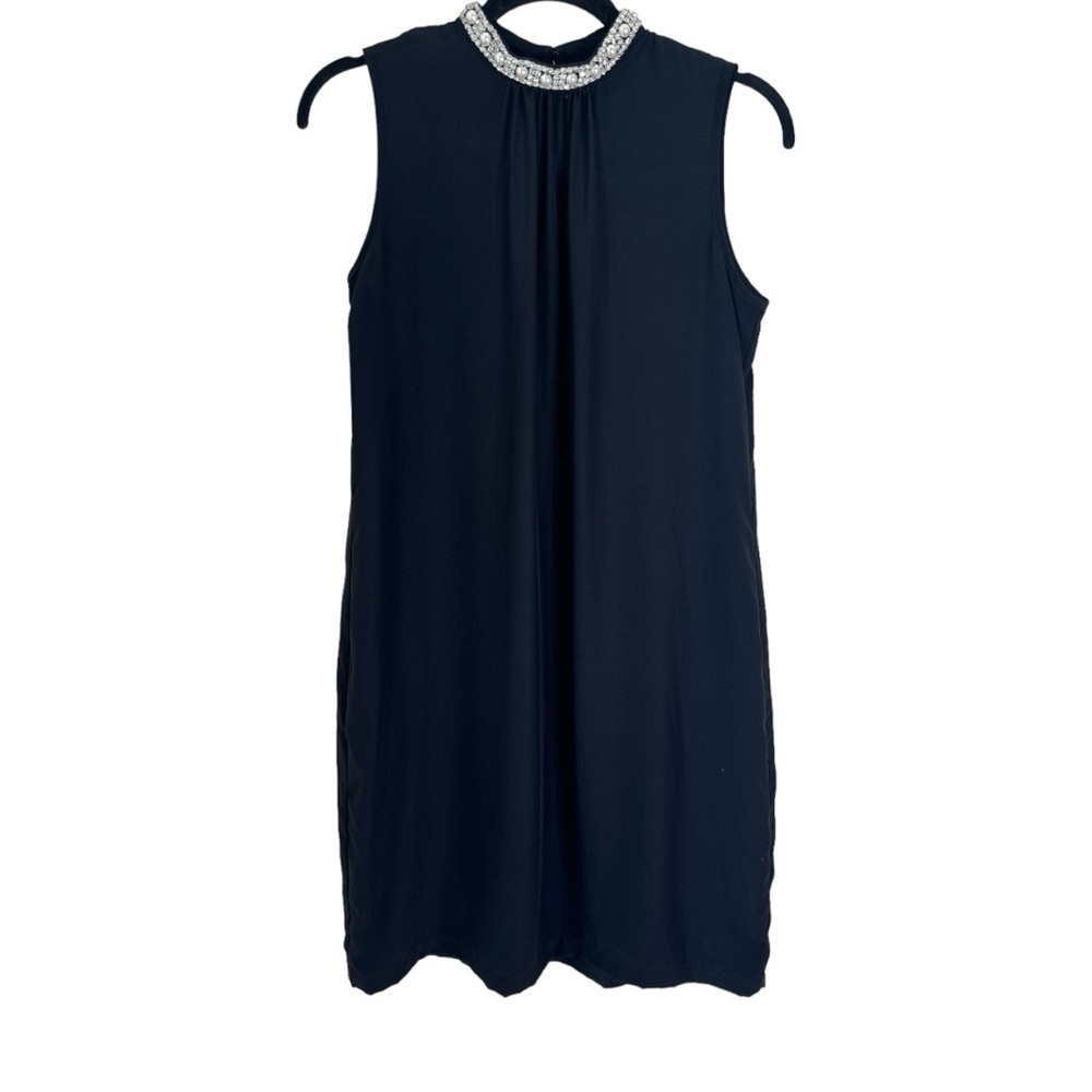Amanda Uprichard Pearl Rhinestone Neck Silk Mini Dress XS/P – Black
